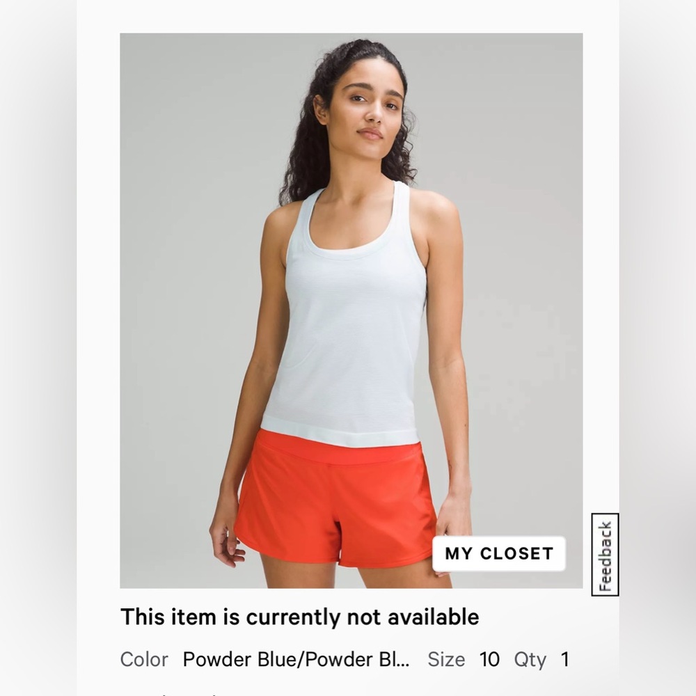 Size 10, Powder Blue, Swiftly Tech Racerback Tank 2.0